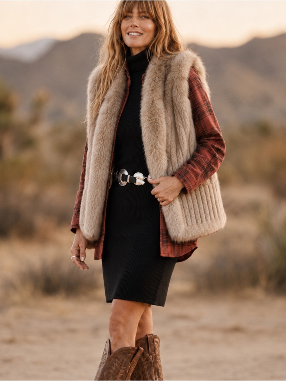 Boutique Brand Faux Fur Off White Soft Furry Open Front Vest Medium